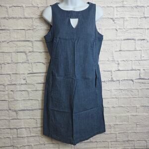 Anne Klein Dress Womens Size 4 Sleeveless Chambray Pockets